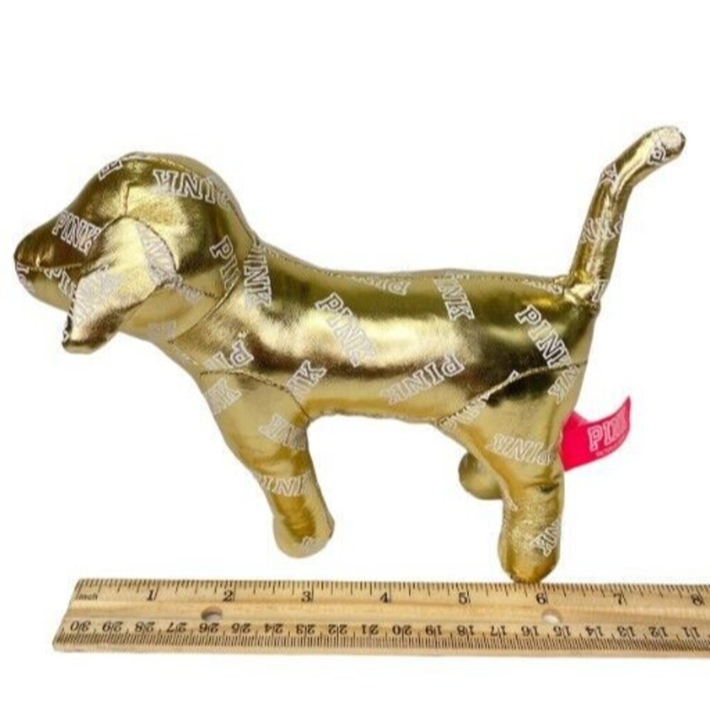 Victoria's Secret Pink VS 8" Plush Metallic Gold Dog Stuffed Animal Figure 2014 - Picture 6 of 7